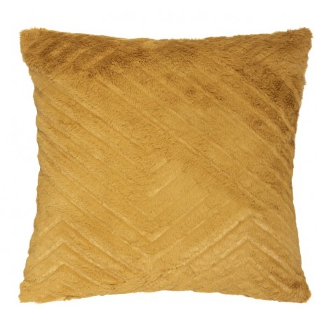 Coussin effet fourrure Jaune moutarde, 45x45 cm