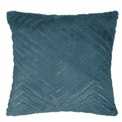 Coussin effet fourrure Bleu canard, 45x45 cm