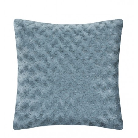 Coussin fourrure bouclé Bleu orage, 45x45 cm