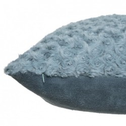 Coussin fourrure bouclé Bleu orage, 45x45 cm