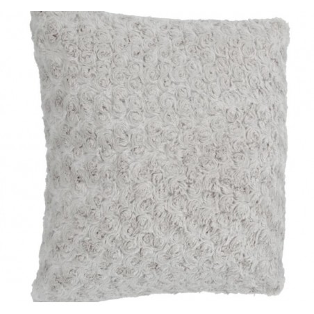 Coussin fourrure bouclé Gris, 45x45 cm