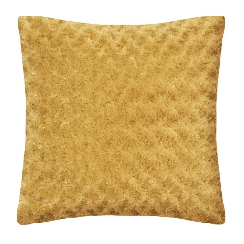 Coussin fourrure bouclé Jaune moutarde, 45x45 cm