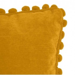 Coussin pompons Jaune moutarde, 40x40 cm