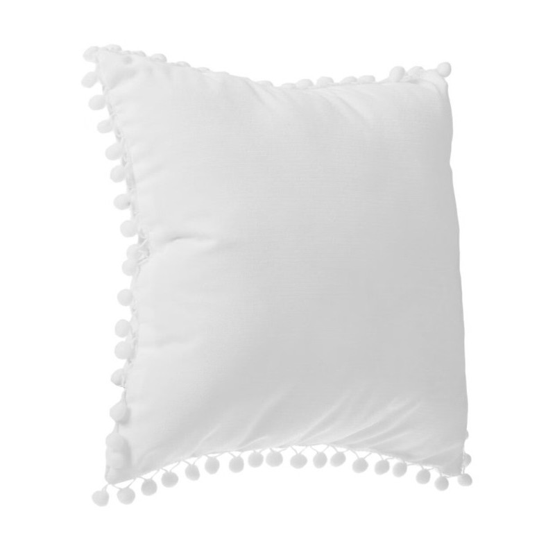 Coussin pompons Blanc ivoire, 40x40 cm