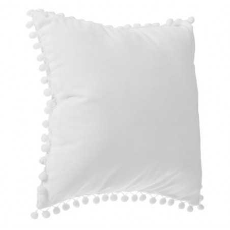 Coussin pompons Blanc ivoire, 40x40 cm