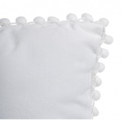 Coussin pompons Blanc ivoire, 40x40 cm