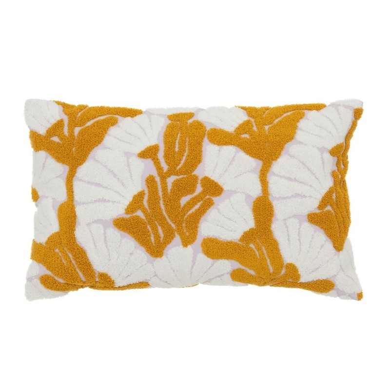 Coussin broderie "Daisy" Lilas, Jaune, 30x50 cm