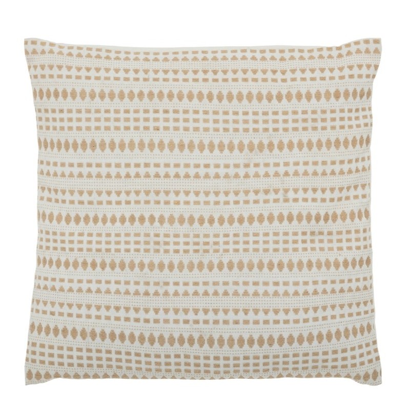 Coussin motifs jacquard "Micah" Beige Lin, 38x38 cm