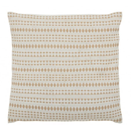 Coussin motifs jacquard "Micah" Beige Lin, 38x38 cm