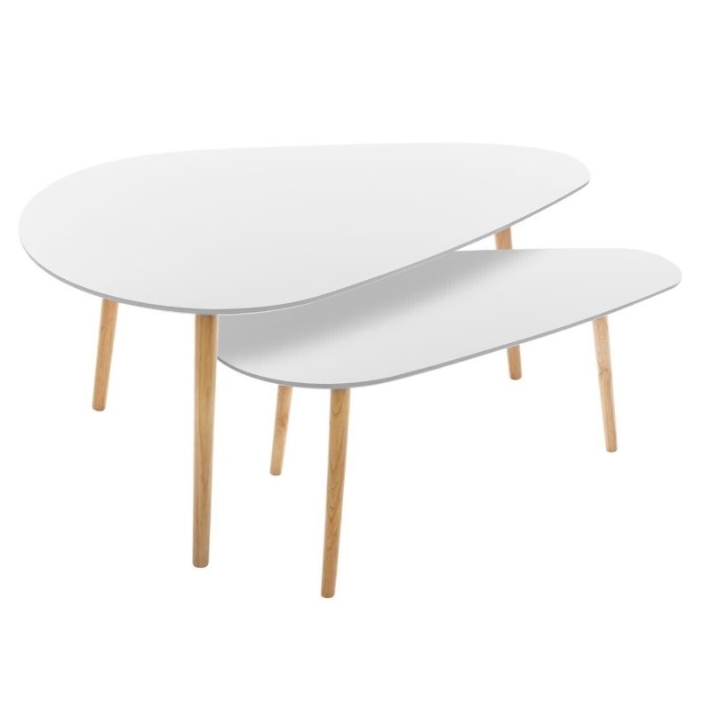 Tables gigognes "Mileo" Blanc, L.88/98 cm