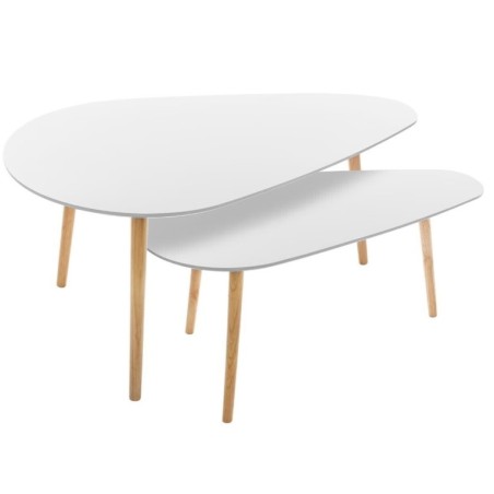 Tables gigognes "Mileo" Blanc, L.88/98 cm