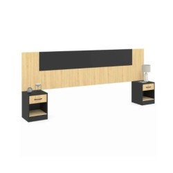 Tête De Lit Sur Pied Avec Chevets Modulables Sapa Pour Lit 140, 160 Ou 180 Cm Bois Et Noir