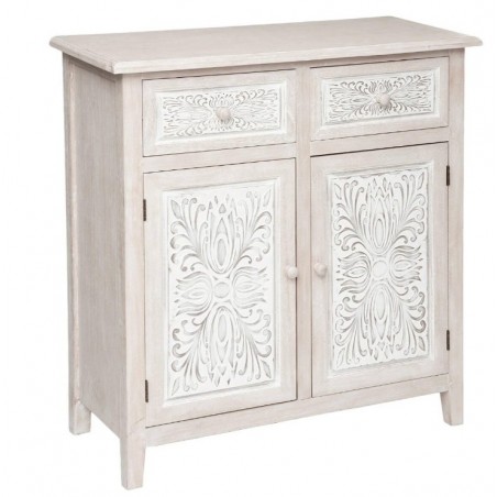 Buffet 2 portes  Bois blanchi, 80x85 cm