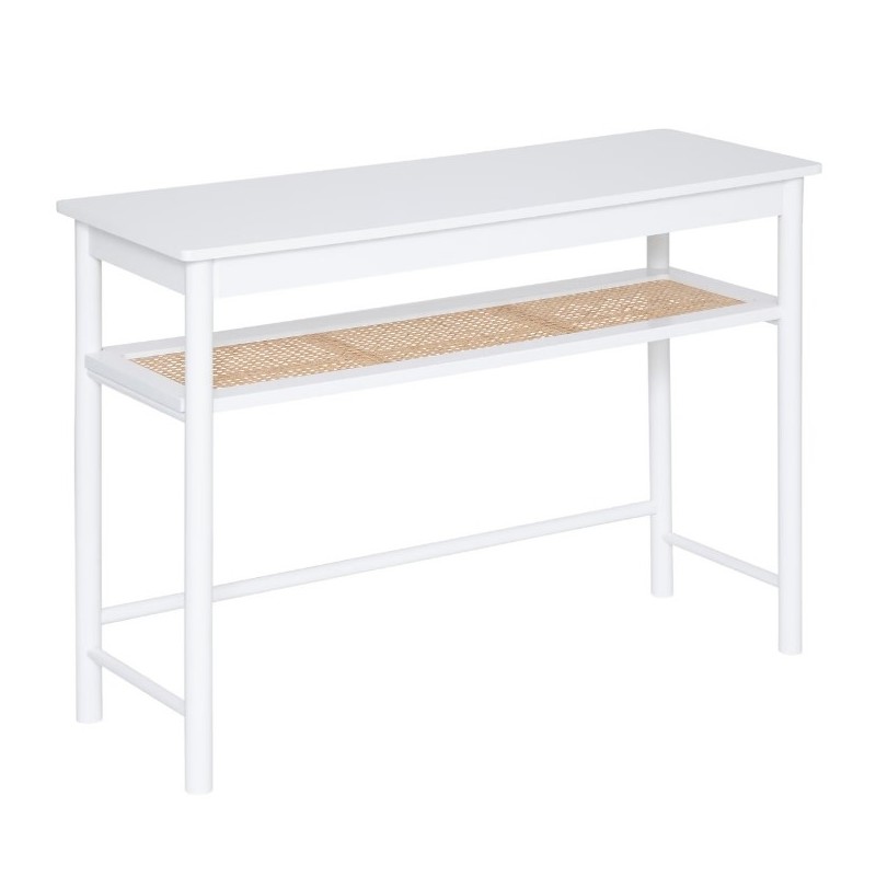 Console Bois blanc, Rotin, L.110 cm