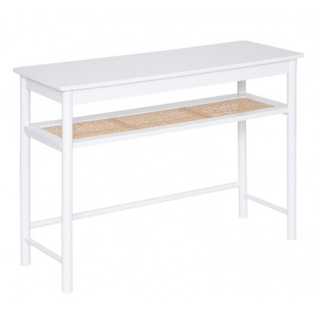 Console Bois blanc, Rotin, L.110 cm