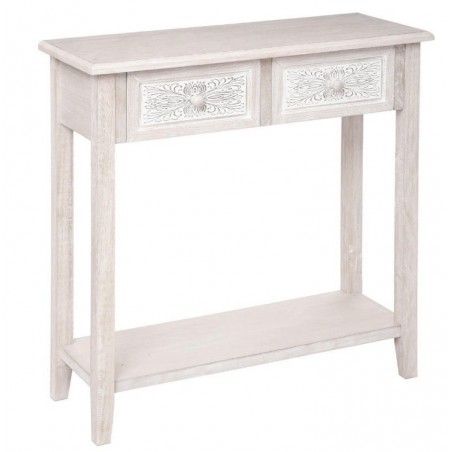 Console "Hina" avec étagère Bois blanchi, L.80 cm