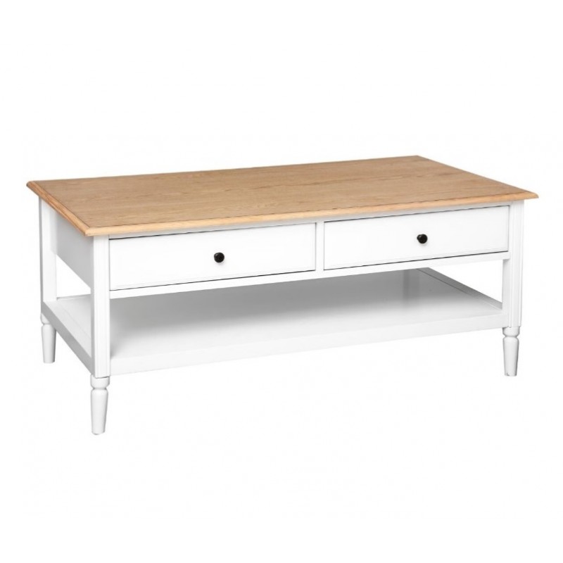 Table basse "Solen" Bois, Blanc, 110x60 cm