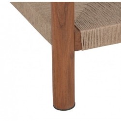 Table d'appoint Bois, Jute et verre, 50x50 cm