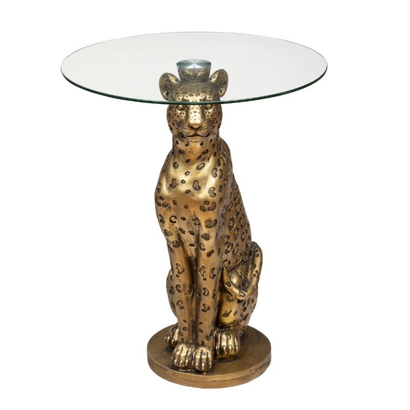 Table à café "Leopard"
Verre trempé, doré, D.40 cm