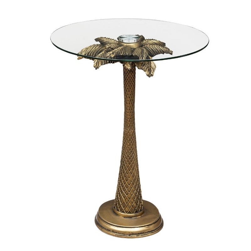 Table à café Verre trempé, doré, D.40 cm