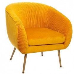 Fauteuil Velours plissé, Jaune moutarde