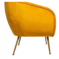 Fauteuil Velours plissé, Jaune moutarde