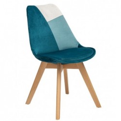 Chaise "Baya", pieds hêtre
Patchwork bleu canard