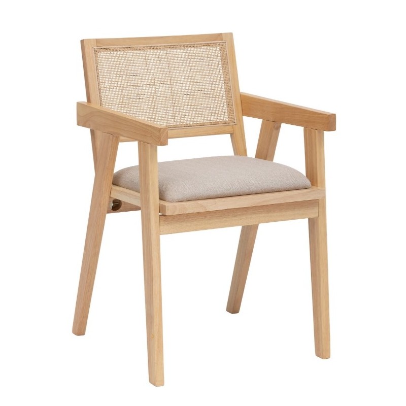 Fauteuil de table "Kolia"
Hévéa naturel, Cannage