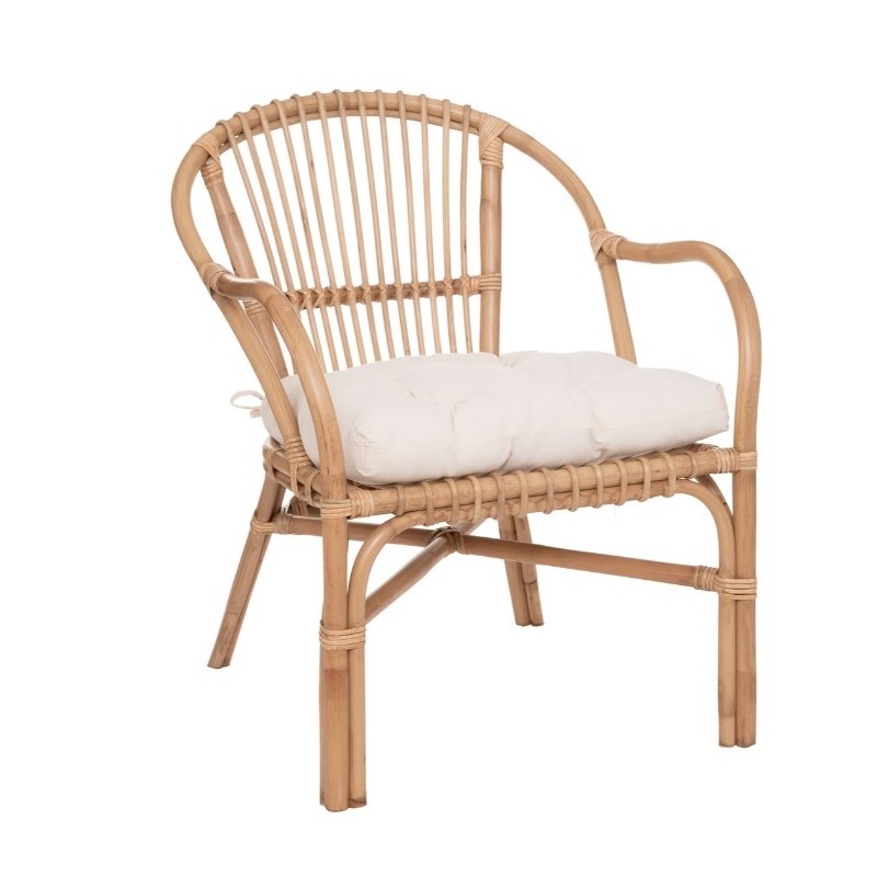 Fauteuil "Neta"
Rotin, Tissu blanc