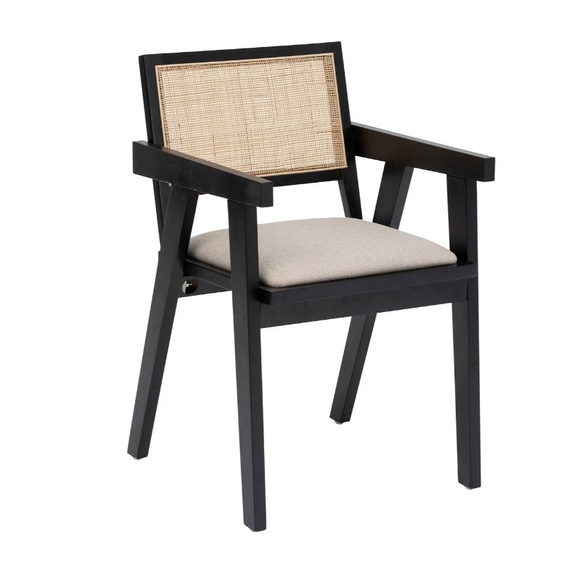 Fauteuil de table "Kolia"
Hévéa noir, Cannage