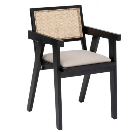 Fauteuil de table "Kolia"
Hévéa noir, Cannage