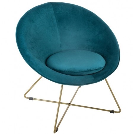 Fauteuil "Evan" Velours, Bleu canard