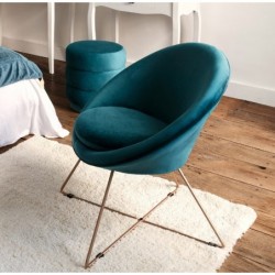 Fauteuil "Evan" Velours, Bleu canard