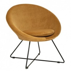 Fauteuil Evan Velours, jaune ocre