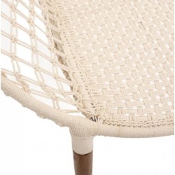 Fauteuil "Raina" Teck, Tressé coton blanc