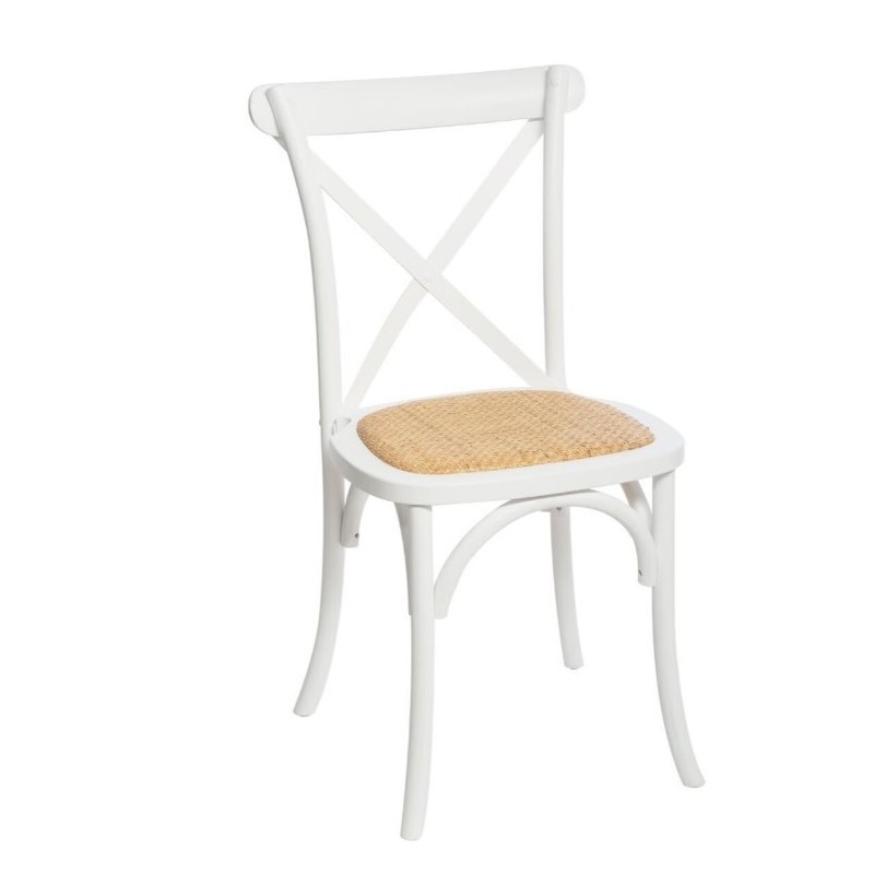 Chaise "Isak" Hêtre et cannage, Blanc