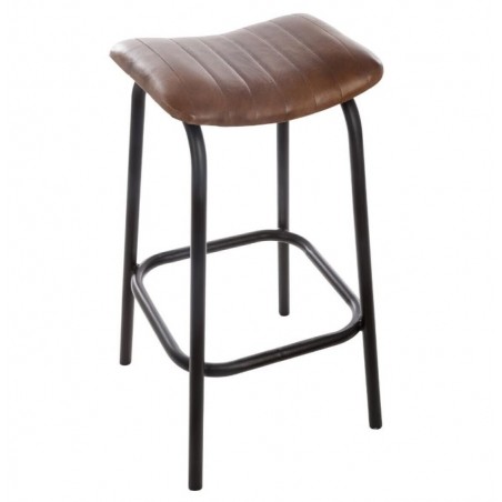 Tabouret de bar "Nils"
Cuir marron, Métal