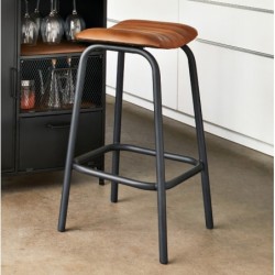 Tabouret de bar "Nils"
Cuir marron, Métal